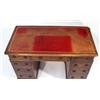 Image 2 : Small Victorian twin pedestal desk with red tooled leather insert, fitted an arrangement of nine dra