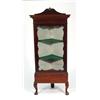 Image 1 : Victorian mahogany corner cabinet with gilt work moulding to cornice above a glazed door enclosing t