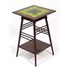 Image 1 : Liberty style mahogany Arts & Crafts occasional table with green glazed tiled top and under-tier, 68