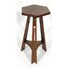 Image 1 : Hexagonal oak Art Nouveau occasional table with under-tier, 68cm high, 33cm wide