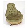 Image 1 : Edwardian bedroom chair upholstered in a green buttonback fabric