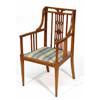 Image 1 : Victorian inlaid walnut open armchair with Regency striped seat