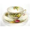 Image 1 : Royal Worcester porcelain cup and saucer, hand painted with roses, printed factory marks and initial