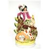 Image 1 : Hand painted Staffordshire figure group , a gentleman on a bridge with birds and dog, 22cm high