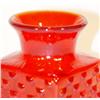 Image 2 : Square based red Whitefriars glass vase with raised geometric design, 14cm high