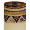Image 2 : Royal Doulton stoneware biscuit barrel and cover with wicker swing handle, incised and painted with 