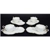Image 1 : Four George Jones Edwardian bone china cups and tea plates with embossed and gilded decoration, prin