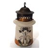 Image 1 : Art Nouveau style frosted glass ceiling light shade with copper mount, printed and painted with styl