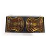 Image 1 : 19th Century red stained boulle work tortoiseshell book slide, 34cm long 