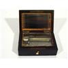 Image 1 : Victorian three tune music box, initialled HMG to interior, in a brass inlaid ebonised case, 12cm in