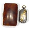 Image 1 : Victorian sovereign case with gold coloured metal inlay together with a tortoiseshell cigarette case