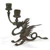 Image 1 : Bronzed Griffin design two branch candelabra, 20cm high