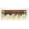 Image 1 : Five feathered Edwardian badmington shuttlecocks in original printed packaging, 40cm long