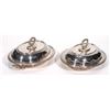 Image 1 : Two oval silver plated entree dishes and covers with detachable handles, one with liner, largest 29c