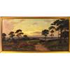 Image 1 : RSG Johnson - Declining Day View towards Basingstoke and Reading, oil onto canvas of a farmer leadin