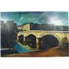 Image 1 : ND oil onto panel - Perspective view of streets with a bridge in the foreground (probably Paris) 50c