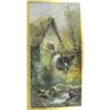 Image 1 : WWH Chyrry- Watercolour of a figure beneath a watermill in a gilt mount and frame, 29cm x 14cm
