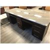 Image 2 : 8' X 3' GRANITE TOP 9 DRAWER CHERRY OFFICE DESK