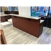 Image 1 : 8' X 3' GRANITE TOP "CHERRY S" 9 DRAWER RECEPTION DESK WITH 2 OFFICE CHAIRS