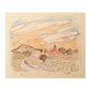 Image 1 : Wayne Ensrud "View of Meursault, Burgundy" Pencil Original Artwork; Hand Signed; COA