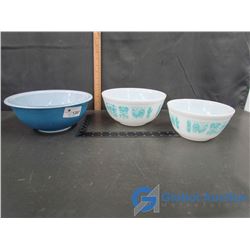 (3) Pyrex Bowls - 2 Butterprint Bowls from 1957-1968