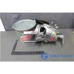 Detroit Redwings Metal Helmet, Custom Crafted & Metal Pail