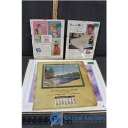 1959 Adilman's Calendar & (2) Vintage Ads