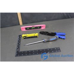2 Wire Stripper Tools, Small Level, Mastercraft Screwdriver