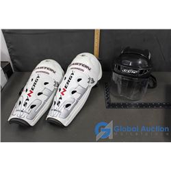Hockey Helmet & Shin Pads