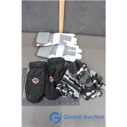 Men’s Work Gloves, Camo Gloves, Flip Over Mitts, Ladies Black Leather Mitts w/Beaded Maple Leaf