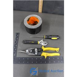 Gorilla Tape, Tin Snips, Stanley Screwdriver & Wrench
