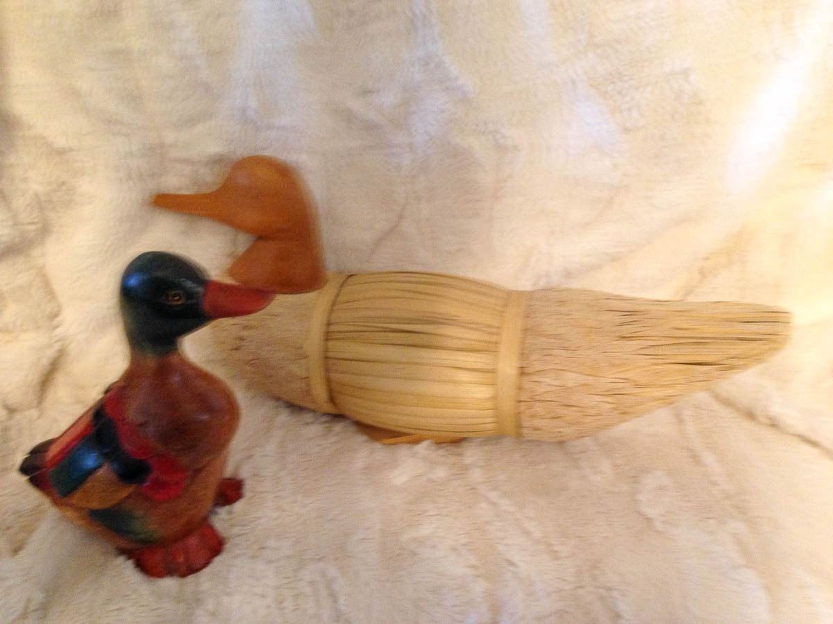 Wood & Sculptured Reed Ducks