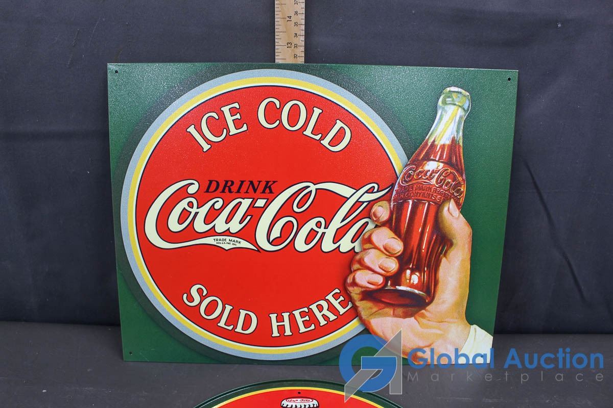 (2) Reproduction Tin Coca-Cola Signs
