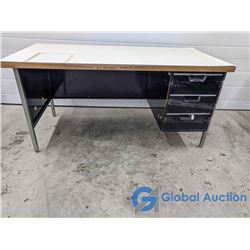 Vintage Metal Office Desk w/ 3 Drawers