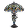 Image 2 : Tiffany-style 3 Light Floral Double Lit Table Lamp 16" Shade