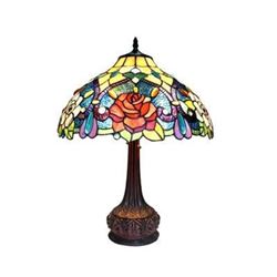 Tiffany-style 2 Light Roses Table Lamp 18" Shade