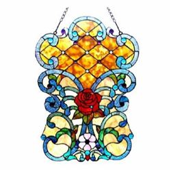 Tiffany-glass Victorian Window Panel 24" Height