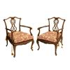 Image 1 : Pair of Venetian Carved Walnut Cane Seat Armchairs