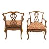 Image 3 : Pair of Venetian Carved Walnut Cane Seat Armchairs
