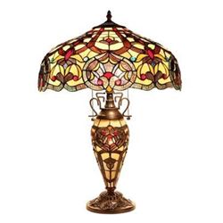 Tiffany-style Victorian 3 Light Double Lit Table Lamp 18" Shade
