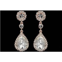 ROSE GOLD Plated Clear Crystal Rhinestone Wedding Drop Dangle Earrings