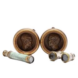 Antique Opera Glasses, Telescope and Plaques