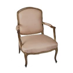 Antique French Louis Xv Carved Painted Armchair