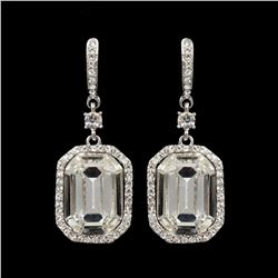 Rhodium Plated Clear Crystal Rhinestone Wedding Drop Dangle Earrings