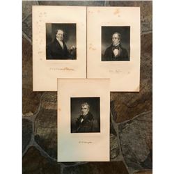 19thc Steel Engravings, United States Presidents, Van Buren, Harrison & Tyler