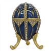 Image 1 : Faberge Inspired 2.75" Crystal Triangles Enameled Jeweled Royal Russian Inspired Egg