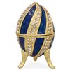 Image 1 : Faberge Inspired 2.5" Crystal Spire on Blue Enamel Royal Inspired Russian Egg