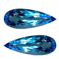 14.40cts Hi- Sparkling Natural Swizz Blue Topaz Long Pear Matching Pair Gemstone