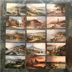 Group of Early 1900's Grand Tour Travel Postcards, Scenes Along The Rhine River, Germany