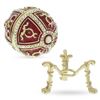 Image 4 : 1895 Rosebud Royal Russian Egg with Clock Surprise 2.9 Inches